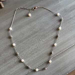Elegant Silver and White Beaded Necklace